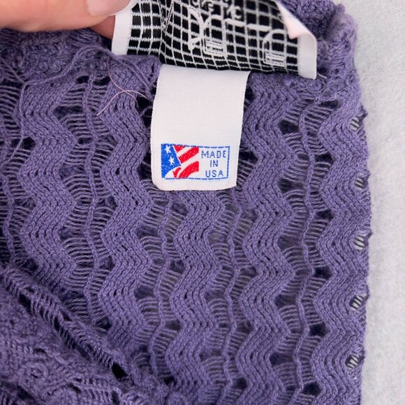 La Belle Cardigan Women M Purple Lace Crochet Open Flowy Drapey Coastal Cottage - Picture 11 of 12